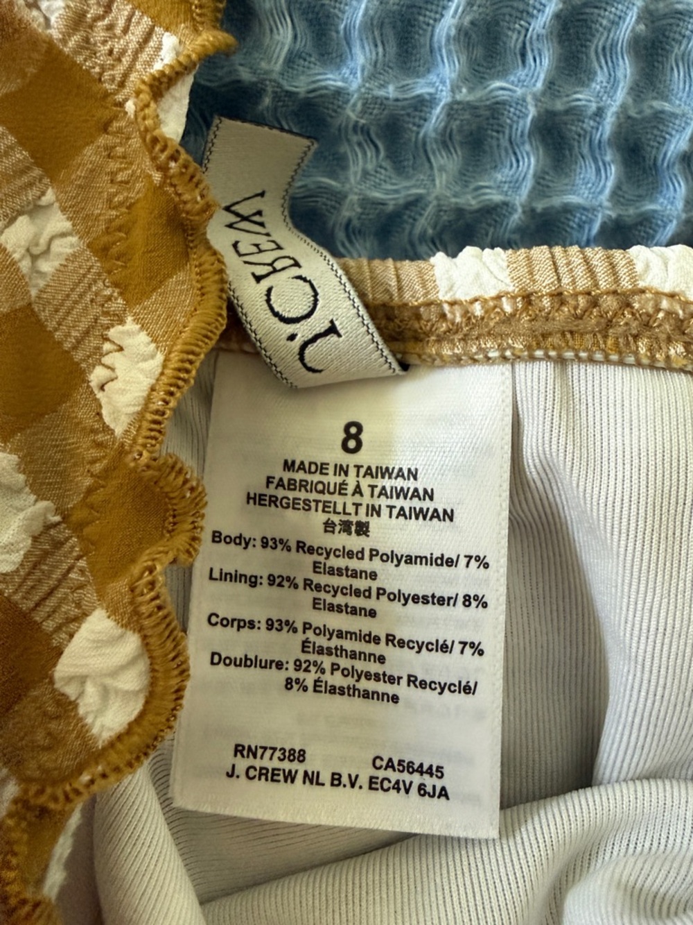 J. Crew Ruched plunge one-piece swimsuit gingham texture 8 - Picture 8 of 10